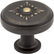 1-3/8" Diameter Antique Brushed Satin Brass Baroque Lafayette Cabinet Knob - 417ABSB