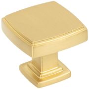 1-1/4" Overall Length Brushed Gold Square Renzo Cabinet Knob - 141BG