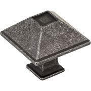 1-1/4" Overall Length Distressed Antique Silver Square Tahoe Cabinet Knob - 602S-SIM