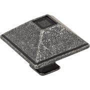 1-1/2" Overall Length Distressed Antique Silver Square Tahoe Cabinet Knob - 602SIM
