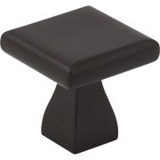 1" Overall Length Matte Black Square Hadly Cabinet Knob - 449MB