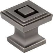 1" Overall Length Brushed Pewter Square Delmar Cabinet Knob - 585BNBDL