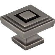 1-1/4" Overall Length Brushed Pewter Square Delmar Cabinet Knob - 585L-BNBDL