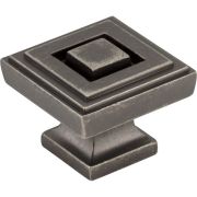 1-1/4" Overall Length Distressed Pewter Square Delmar Cabinet Knob - 585L-DP