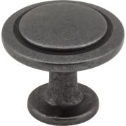 1-1/4" Diameter Gun Metal Round Button Gatsby Cabinet Knob - 3960-DACM