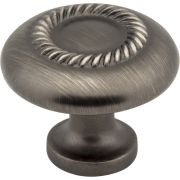 1-1/4" Diameter Brushed Pewter Rope Detailed Cypress Cabinet Mushroom Knob - Z118-BNBDL