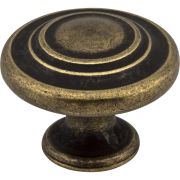 1-5/16" Diameter Distressed Antique Brass Round Arcadia Cabinet Knob - 107AEM