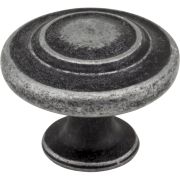 1-5/16" Diameter Distressed Antique Silver Round Arcadia Cabinet Knob - 107ASM