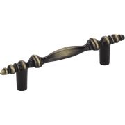 3" Center-to-Center Brushed Antique Brass Baroque Kingsport Cabinet Pull - 1018-AB