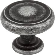 1-1/4" Diameter Distressed Antique Silver Bremen 1 Cabinet Knob - 117SIM