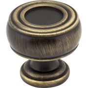 1-3/16" Diameter Antique Brushed Satin Brass Barrel Bremen 2 Cabinet Knob - 127ABSB