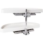 32" Half Moon Lazy Susan Set with White Plastic Trays - HMLS-P-3212