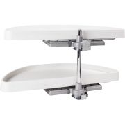 35" Half Moon Lazy Susan Set with White Plastic Trays - HMLS-P-3515