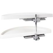 38" Half Moon Lazy Susan Set with White Plastic Trays - HMLS-P-3818