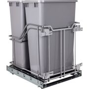 Double Trashcan Chrome with 50Qt Gray Cans - SWS-MBMD50GPC