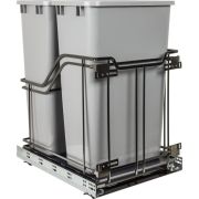 Double Trashcan Black Nickle with 50Qt Gray Cans - SWS-MBMD50GBN