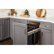 Kit including Top Double Trash Can Unit with Gray 35Qt Trashcans - CAN-TMD1535G-K