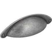 3" Center-to-Center Distressed Antique Silver Lyon Cabinet Cup Pull - 8233SIM