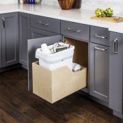 Pre-assembled 35Qt Single Pullout Waste Container System - CAN-WBMS35WH