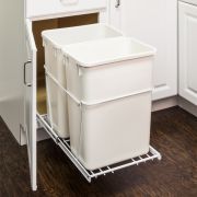 35Qt Double Pullout Waste Container System White - CAN-EBMDW-R