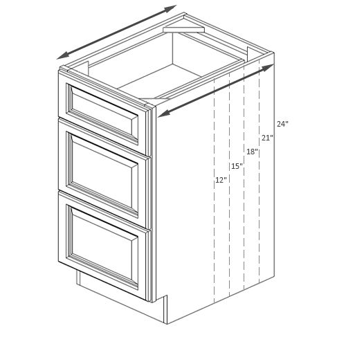 Reduce drawer base cabinet depth 24
