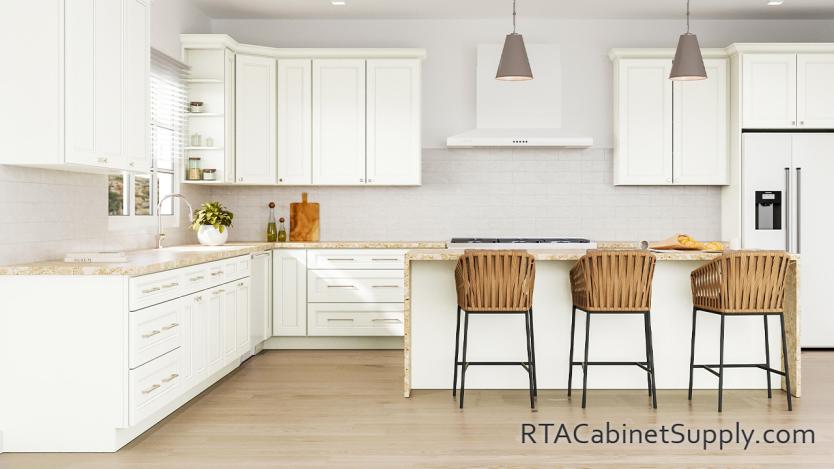 Bristol Cream Glaze kitchen front view with an island.