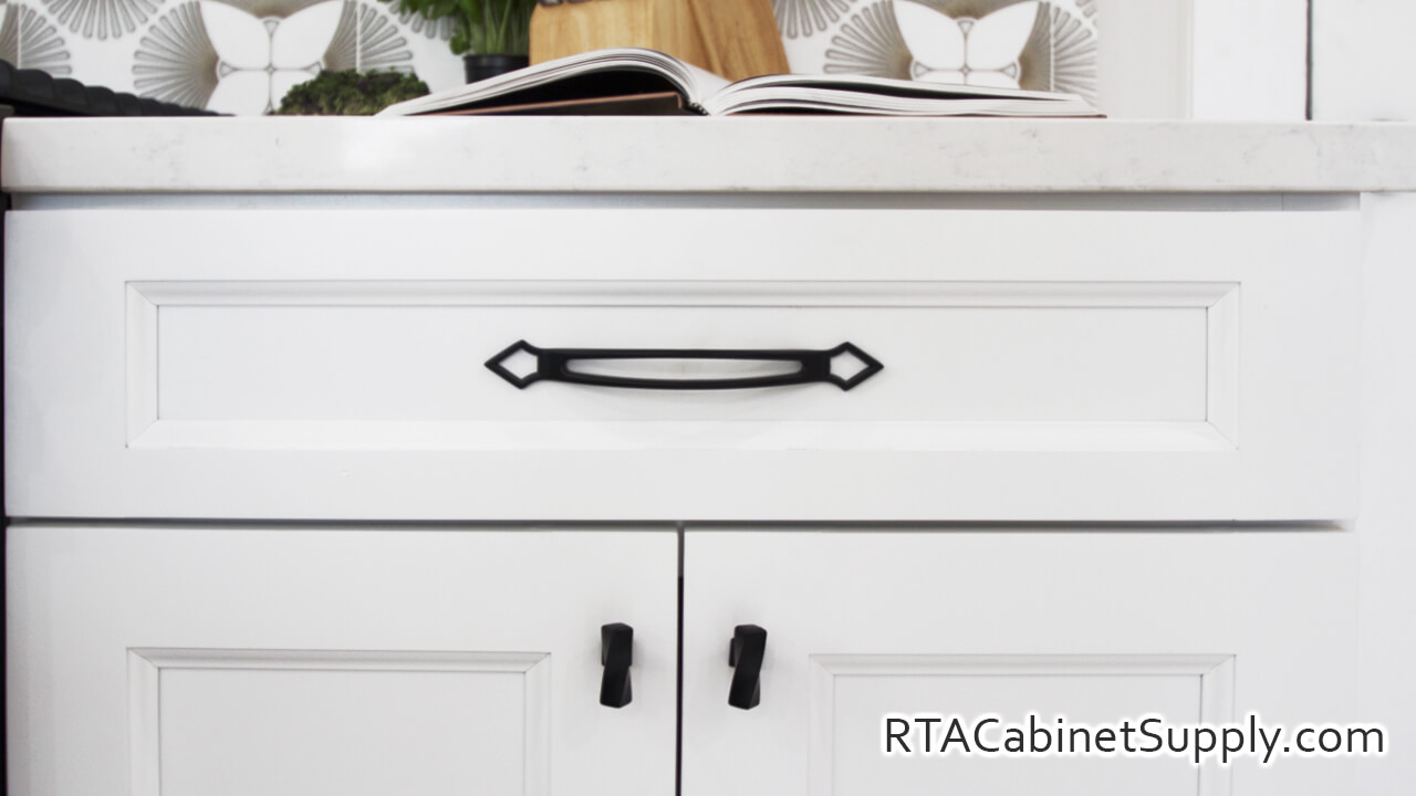 Bristol White base cabinet close-up view.