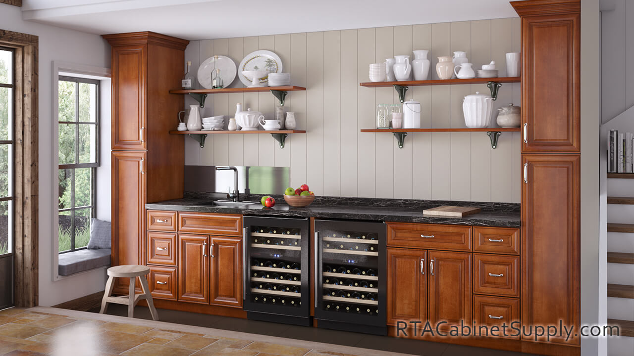 Kitchen pantry cabinet cherry finish discount