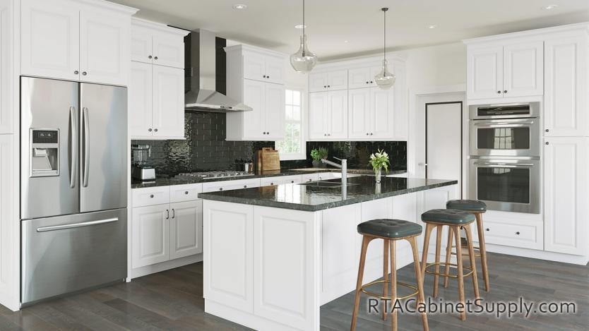Hallmark Frost kitchen angle view with an island.