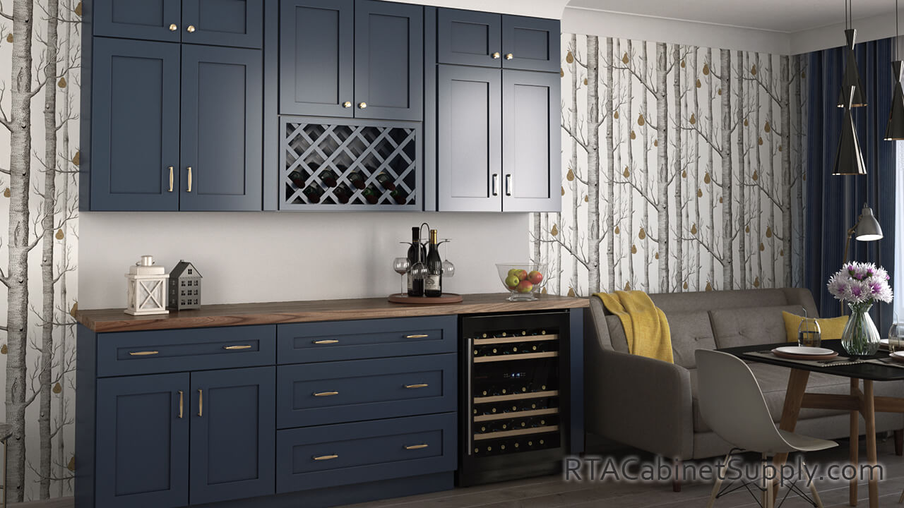 Navy Blue Shaker Frameless Kitchen Cabinets