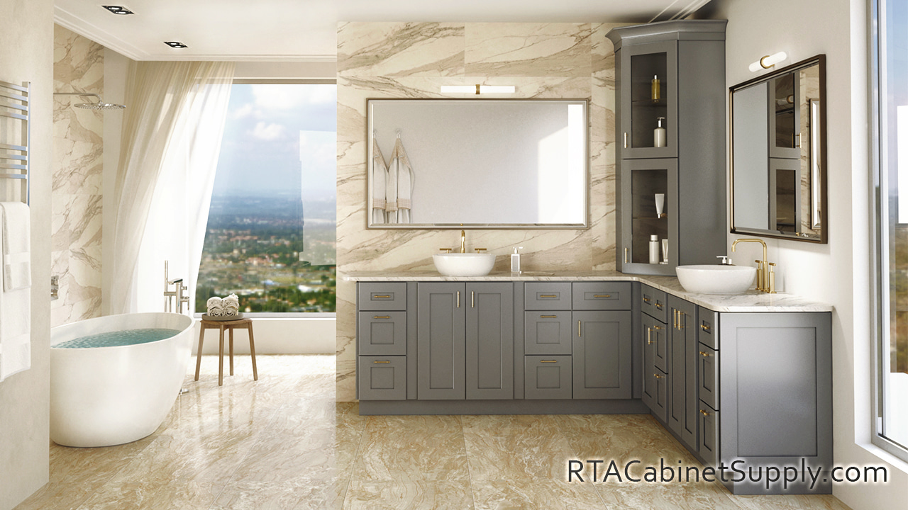 Madison Grey Shaker bathroom vanities.