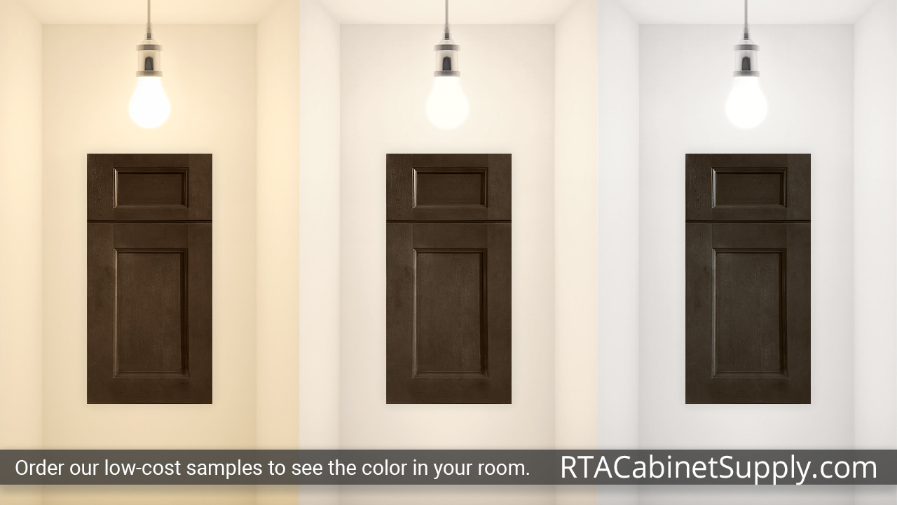 Malibu Kona cabinet door under different light.