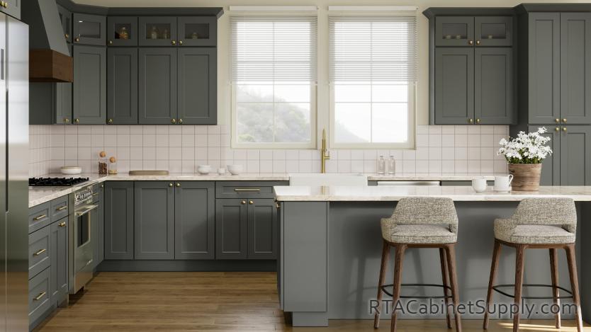 Salem Ivy Shaker kitchen full view with an island.
