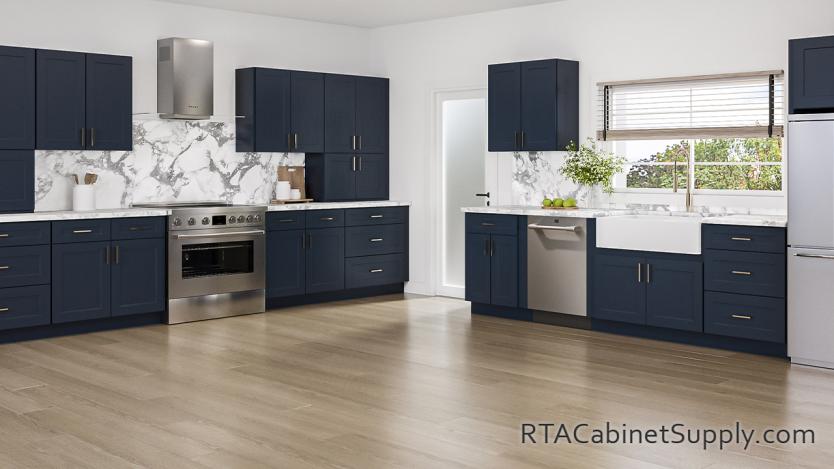 Salem Navy Shaker kitchen full view.