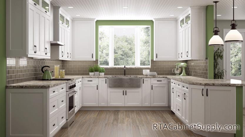 Salem White Shaker kitchen full view.