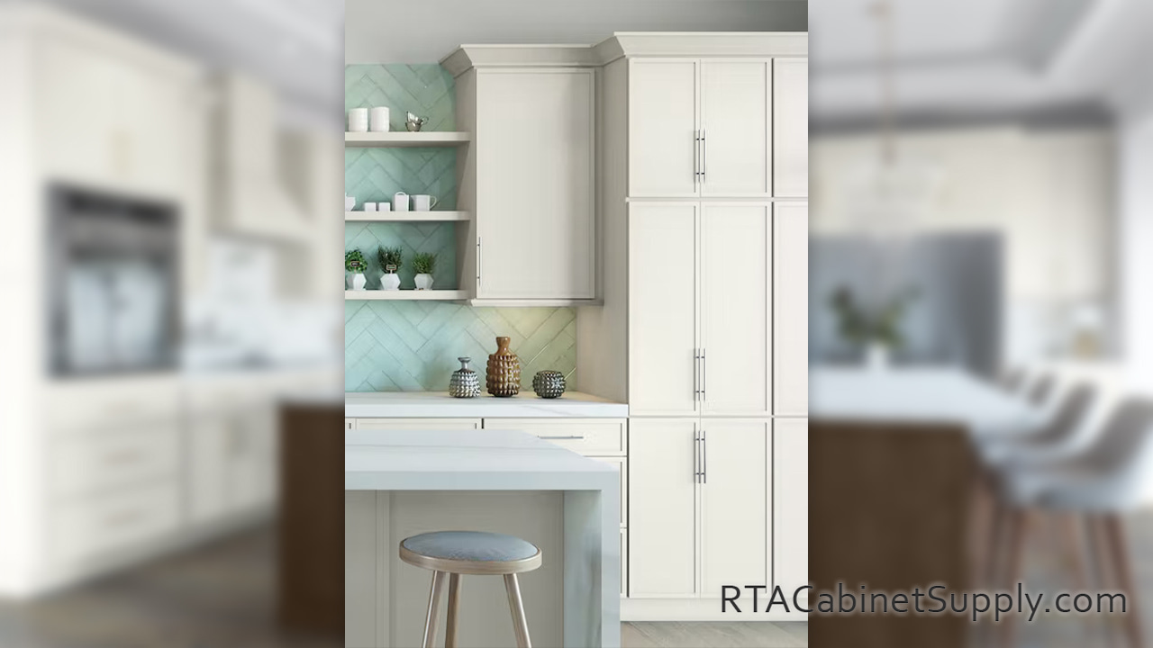 Sonoma Dove pantry and wall cabinets view.