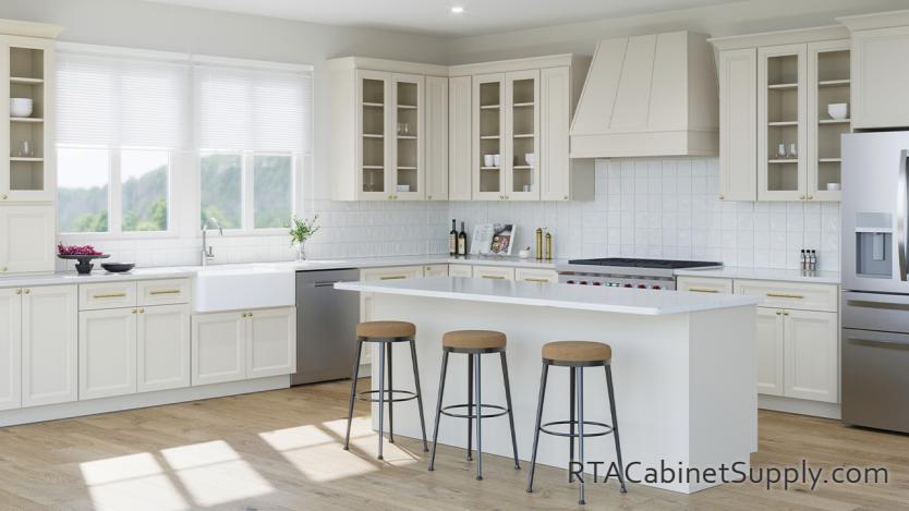Springfield Cashmere kitchen angle view with an island.