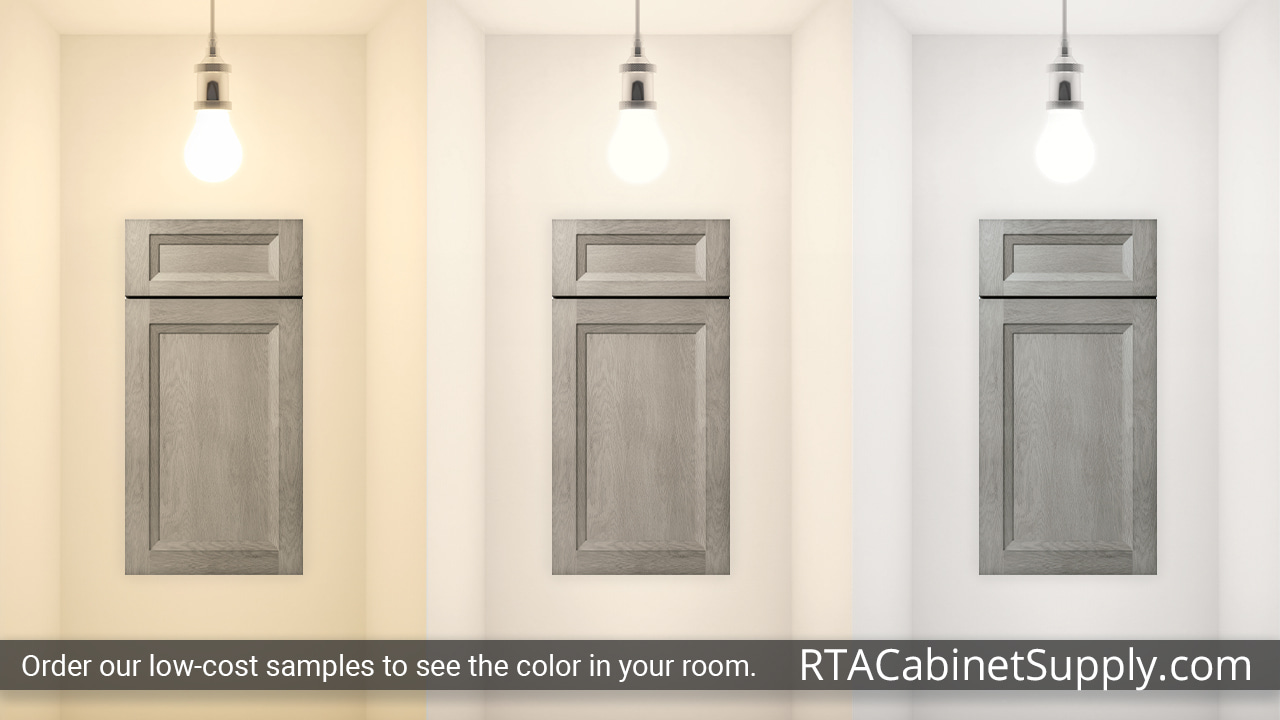 Springfield Mist cabinet door under different light.