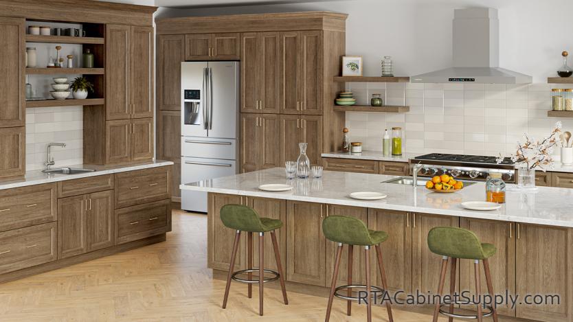Springfield Toffee kitchen full view with an island.