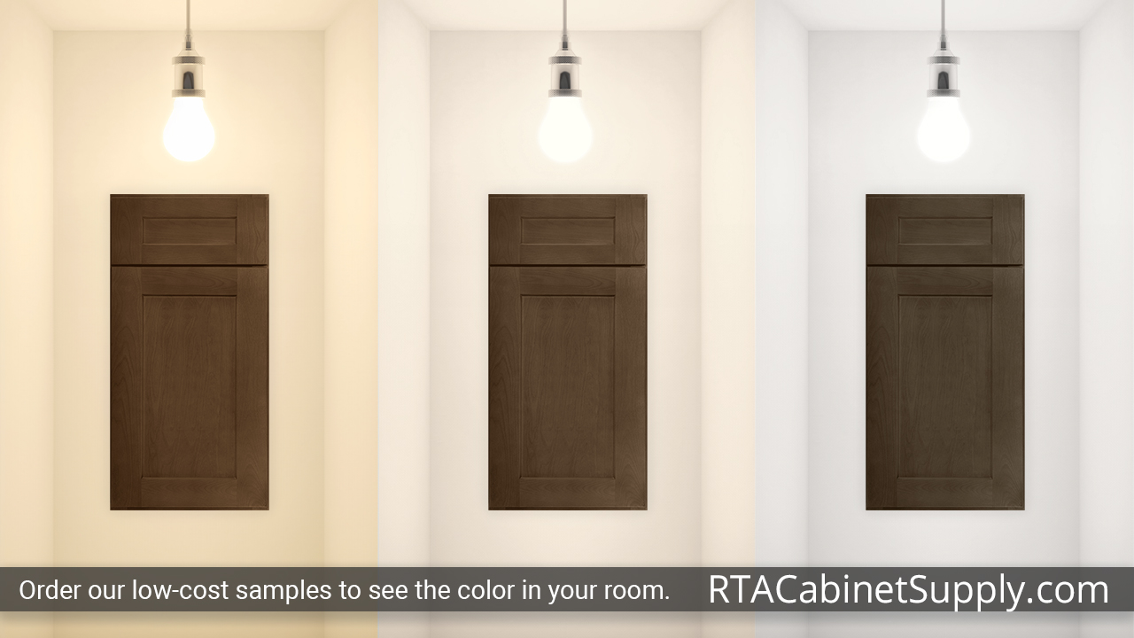 Summit Bourbon Shaker cabinet door under different light.