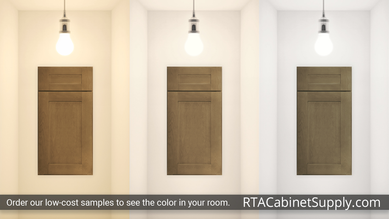 Summit Canyon Shaker cabinet door under different light.