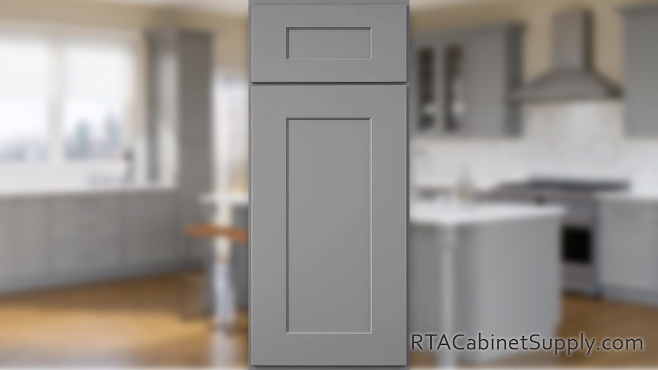 Summit Grey Shaker cabinet front.