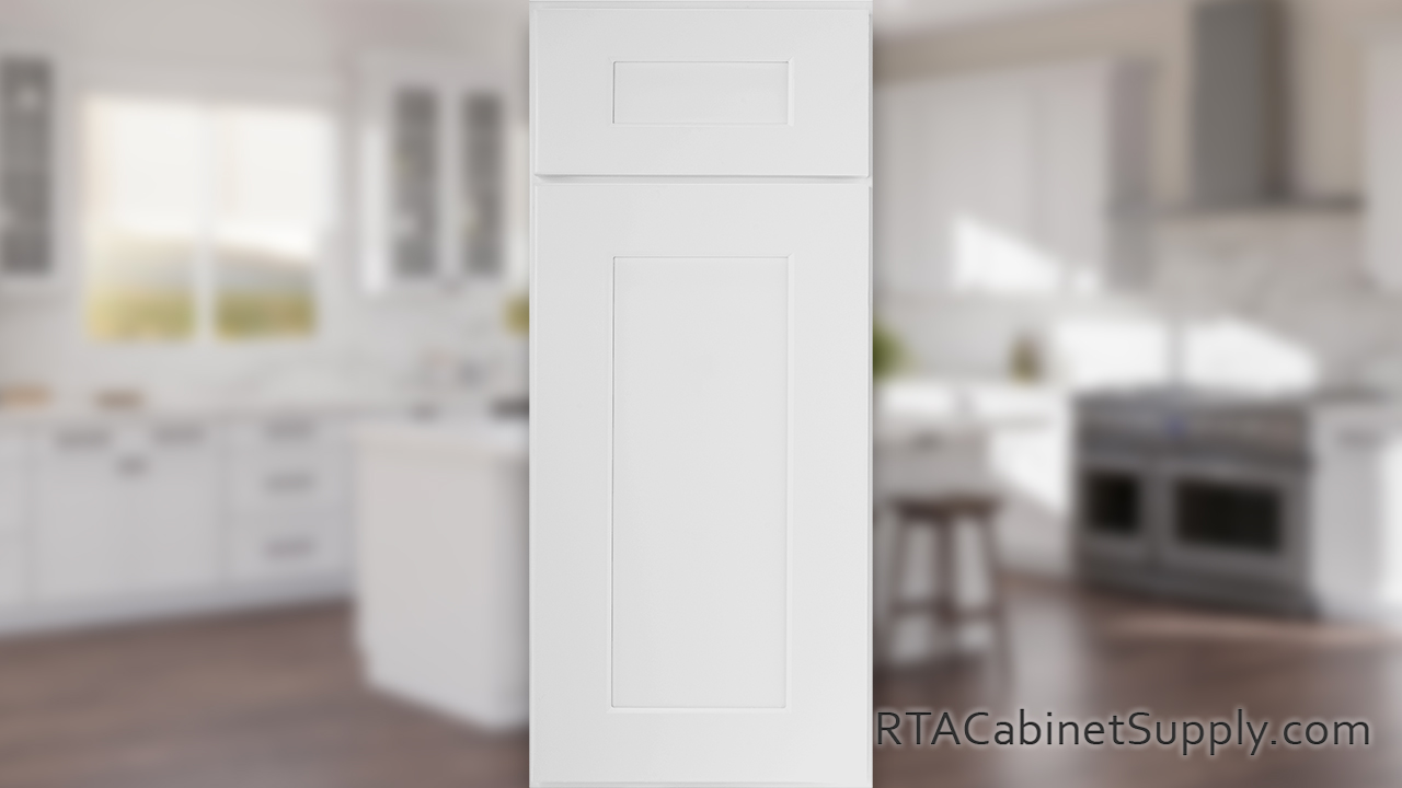 Summit White Shaker cabinet front.