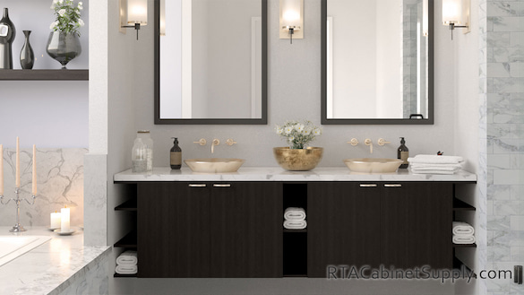 Urban Black Forest bathroom vanity cabinets.