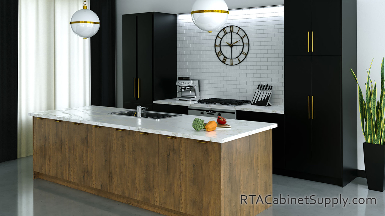 Urban Raven kitchen cabinets with pantry cabinets.
