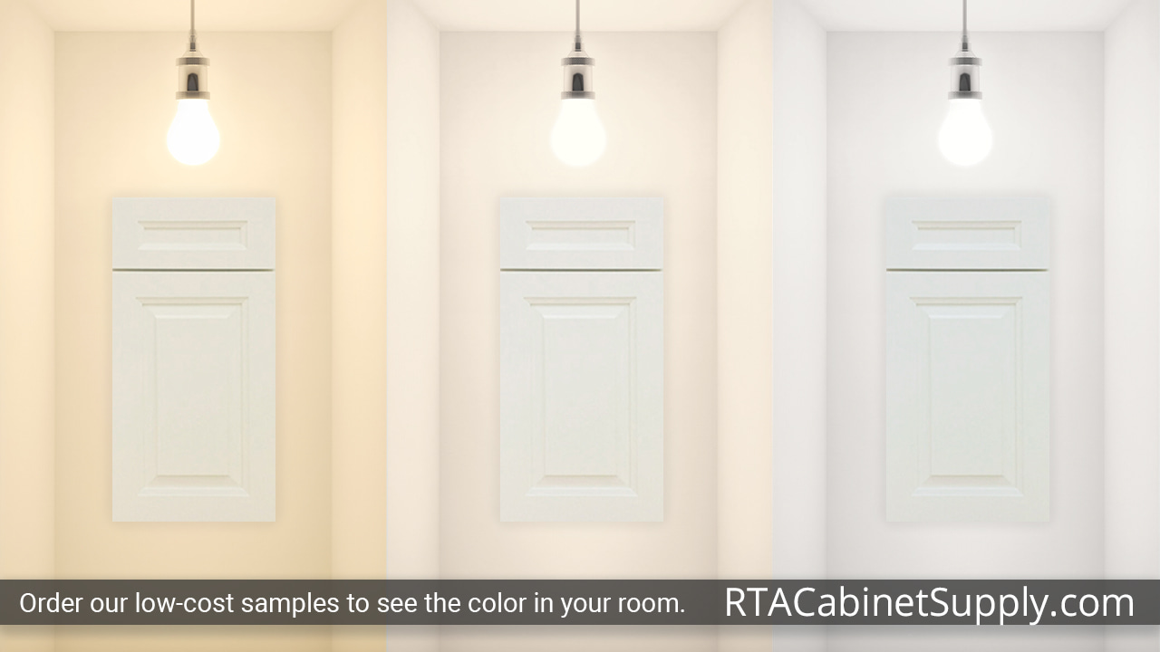 Windsor Ivory cabinet door under different light.