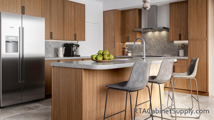 York Slim Sand Shaker kitchen full view with a pantry cabinet.