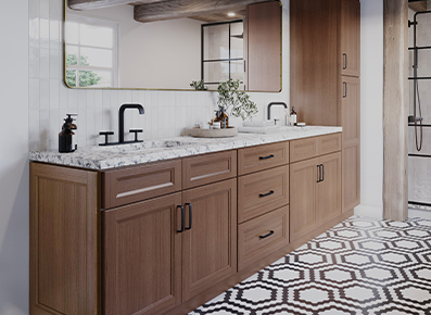 Easton Bourbon Oak Bathroom Vanities