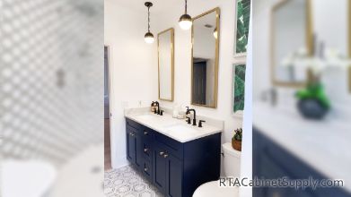 Madison Blue Shaker Bathroom Cabinet Line Completed Project