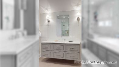 Modern Grey Cabinet Line Bathroom Finished Project